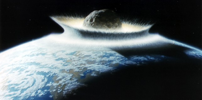 Illustration of an asteroid impact with the Earth