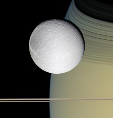 Photo of Dione and Saturn from Cassini (NASA)