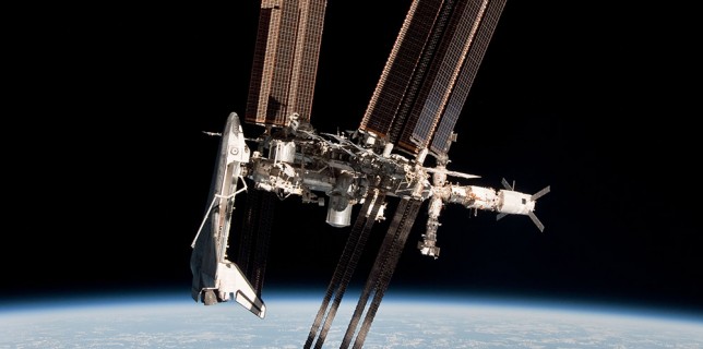 Space Shuttle and Space Station Photographed Together (NASA)